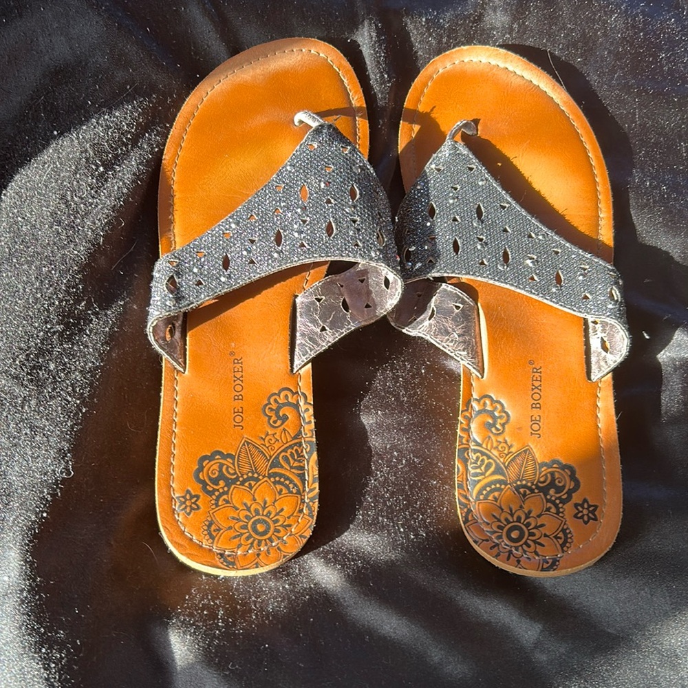 sparkle brown flip flops